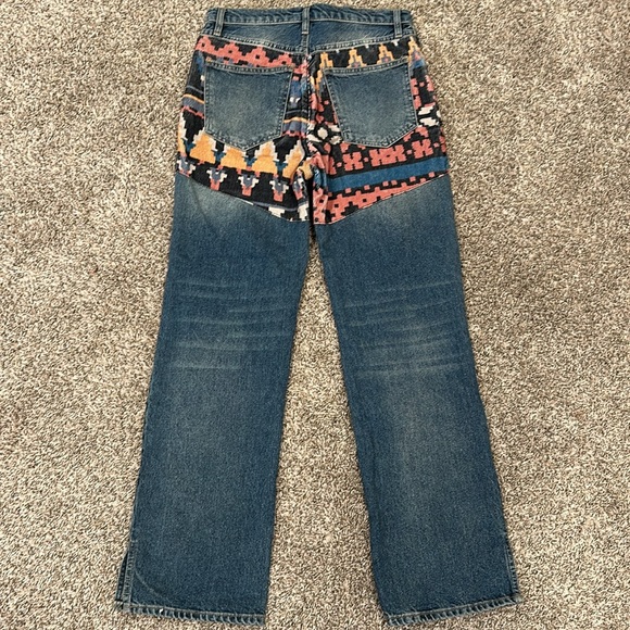New Free People We The Free Rocky Mountain Straight Leg Alpine Patchwork Jeans - Picture 6 of 6